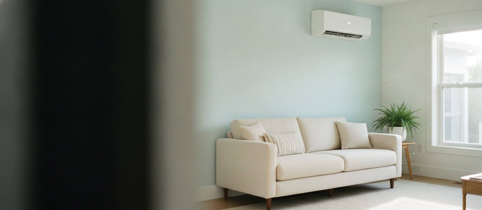 Wall-mounted ductless mini-split in a bright Southern California living room