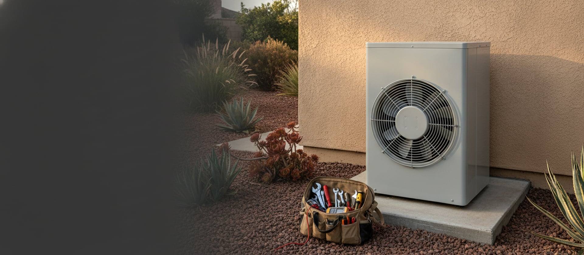 Daikin residential heat pump unit beside a Southern California home