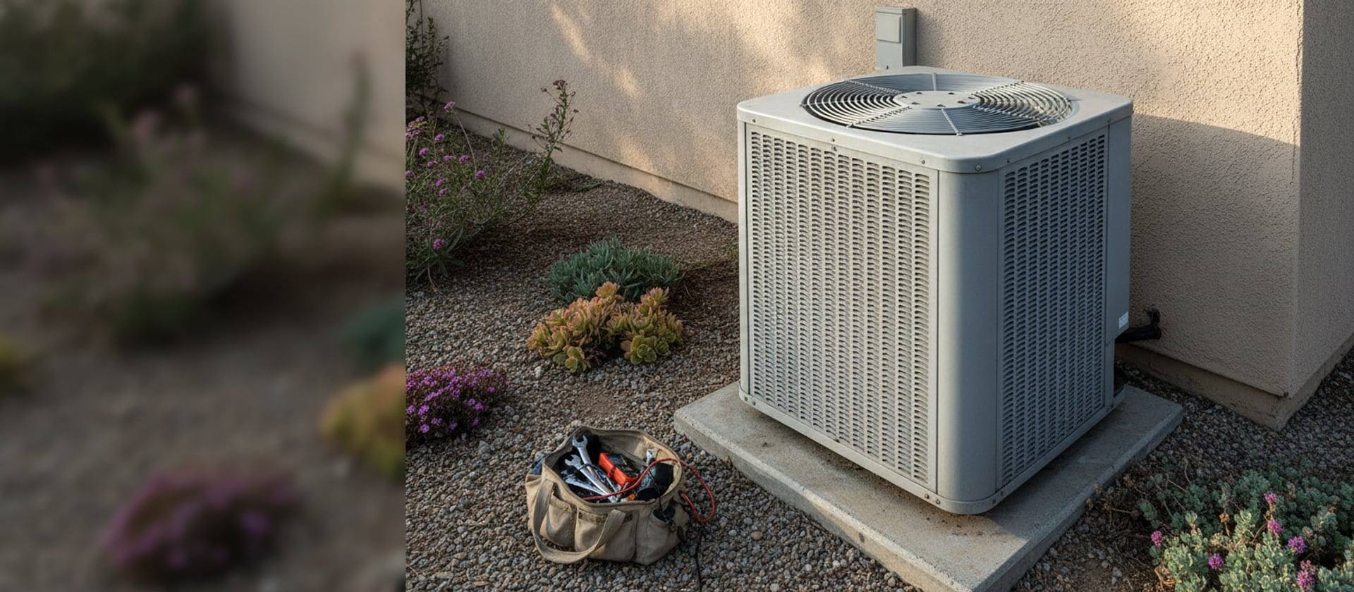 Lennox residential AC condenser unit beside a Southern California home