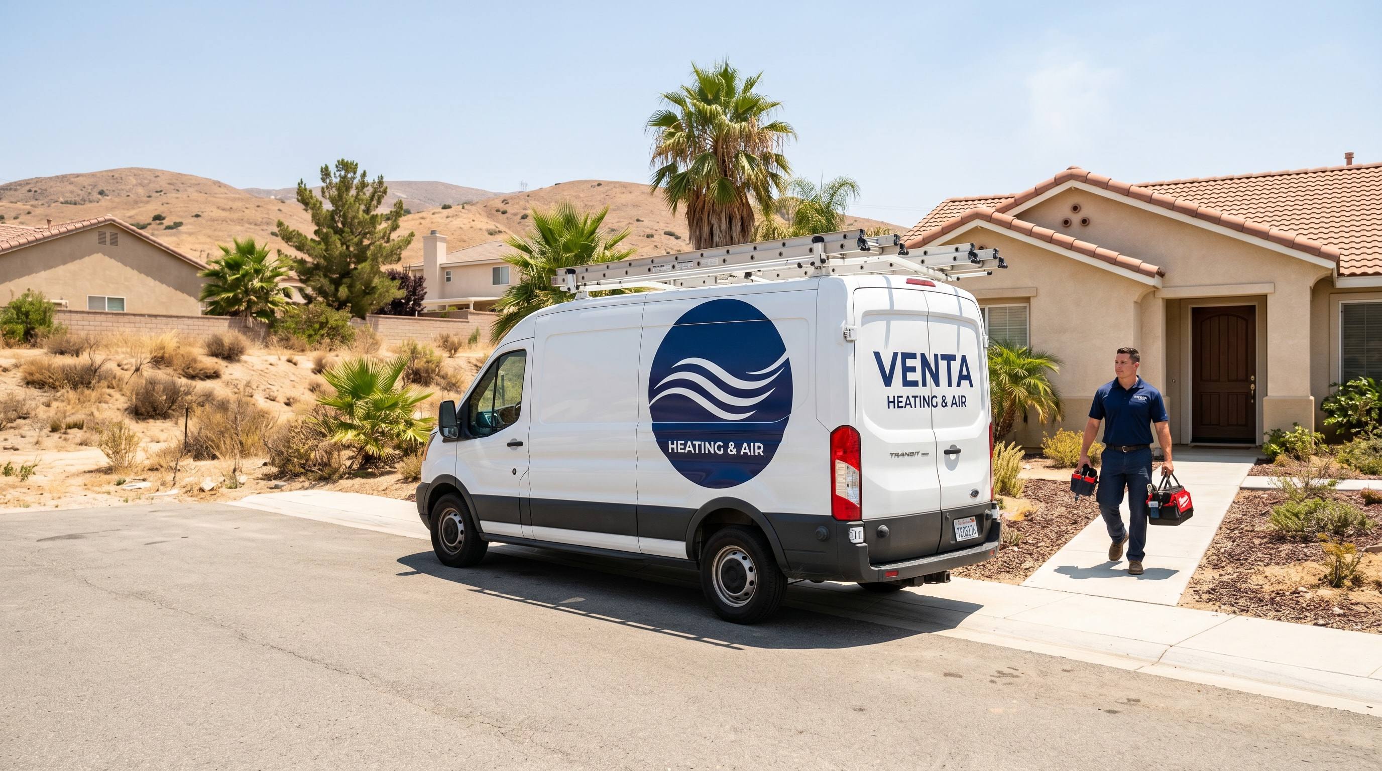 Venta Heating and Cooling service van serving Riverside County