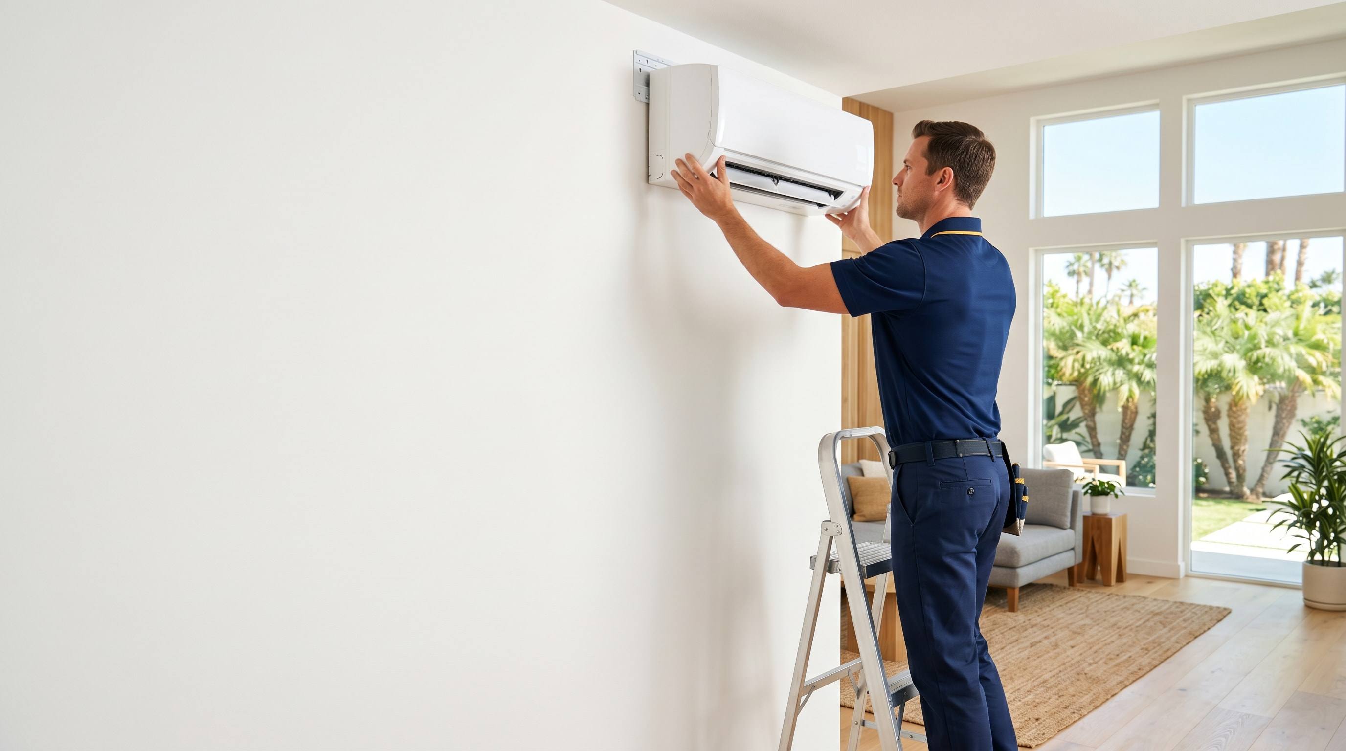 Venta technician diagnosing a ductless mini-split head that is not cooling in Southern California