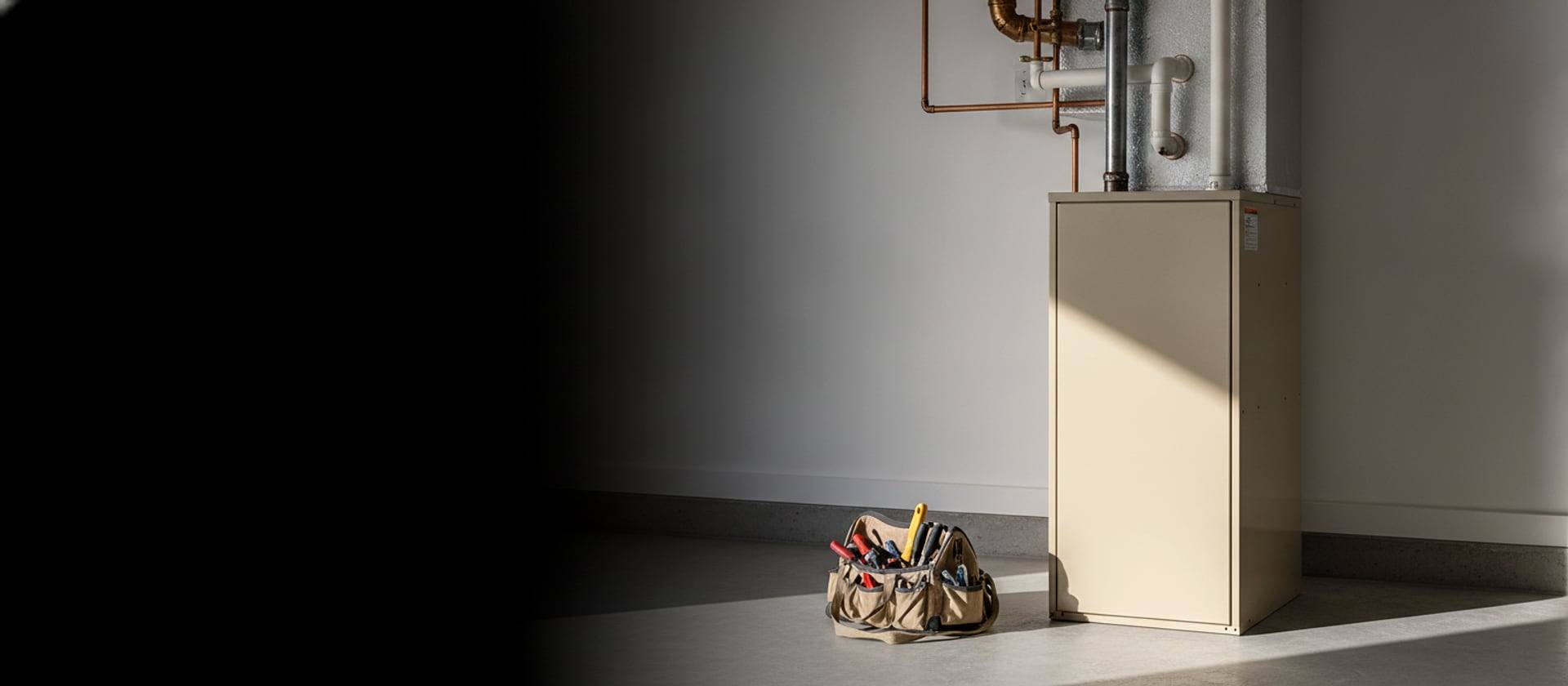 York residential gas furnace installed in a Southern California garage